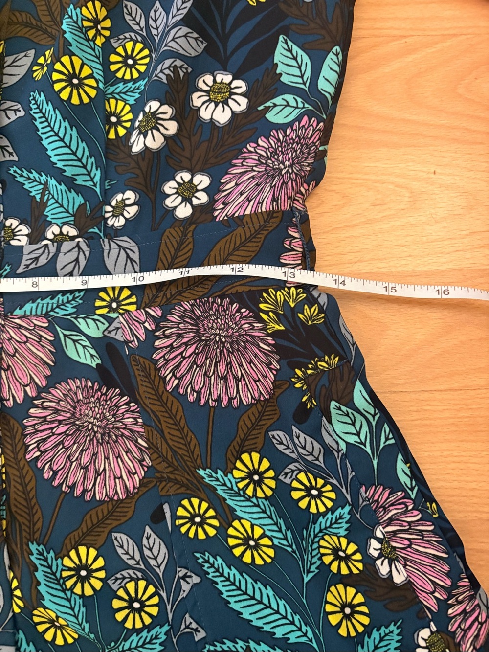 J. Crew Navy Floral Midi Dress with Pink, Teal & Yellow Accents - Picture 10 of 13